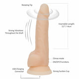 Masturbateur Addiction Rotating & Vibrating Dong 8 Inch Vanilla