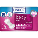 Compresses pour Incontinence Lindor Lady Pad Maxi Nuit 14 Unités
