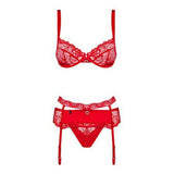 Ensemble de Lingerie en Dentelle Obsessive Heartina (3 pcs)