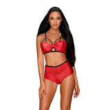 Set di Lingerie Obsessive Leatheria S/M Nero/Rosso