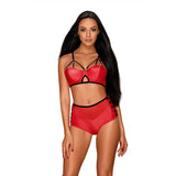 Set di Lingerie Obsessive Leatheria S/M Nero/Rosso