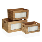 Set de boîtes décoratives Versa Bois (26 x 18 x 386 cm) (3 pcs)