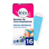 Bandes Épilatoire Corporelles Veet Pure Bikini Peau sensible (16 Unités)